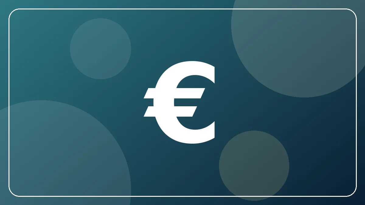 Ilustração temática da calculadora de orçamento familiar, com símbolo do euro sobre fundo azul petróleo