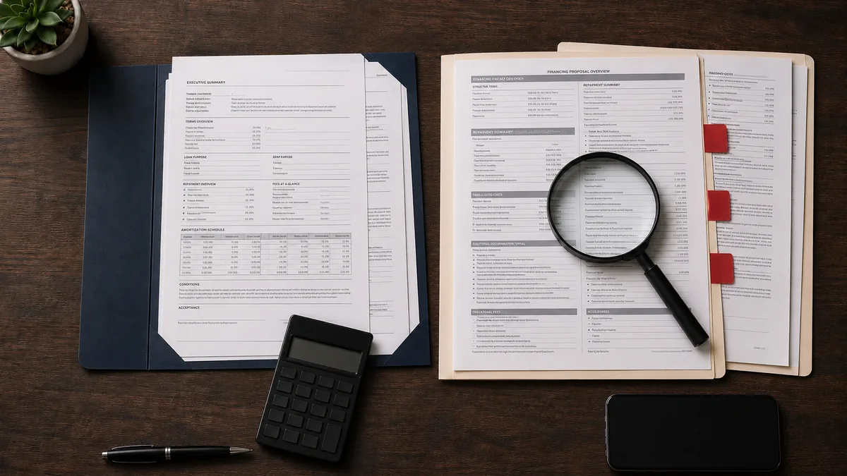Duas propostas de crédito comparadas lado a lado numa secretária, exemplo do comparador de crédito