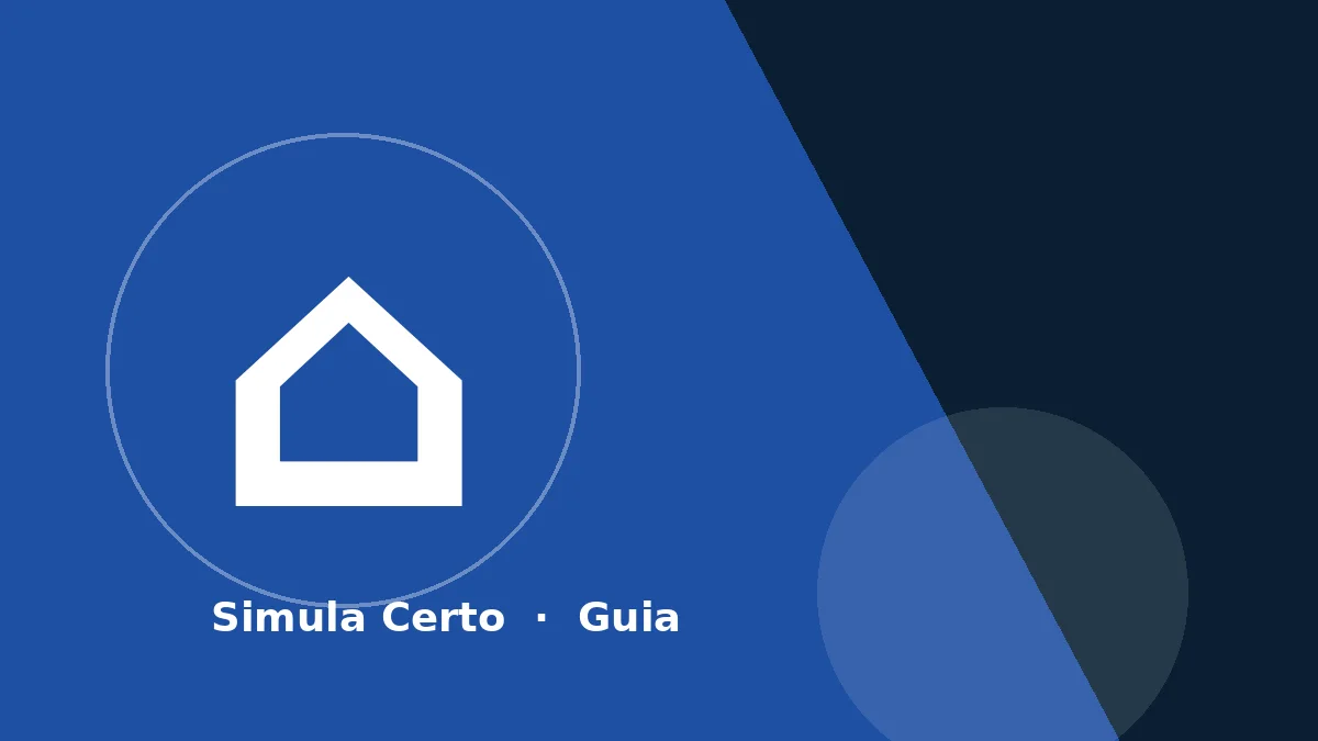 Ilustração temática do Guia de Crédito Habitação, com o símbolo de uma casa sobre fundo azul