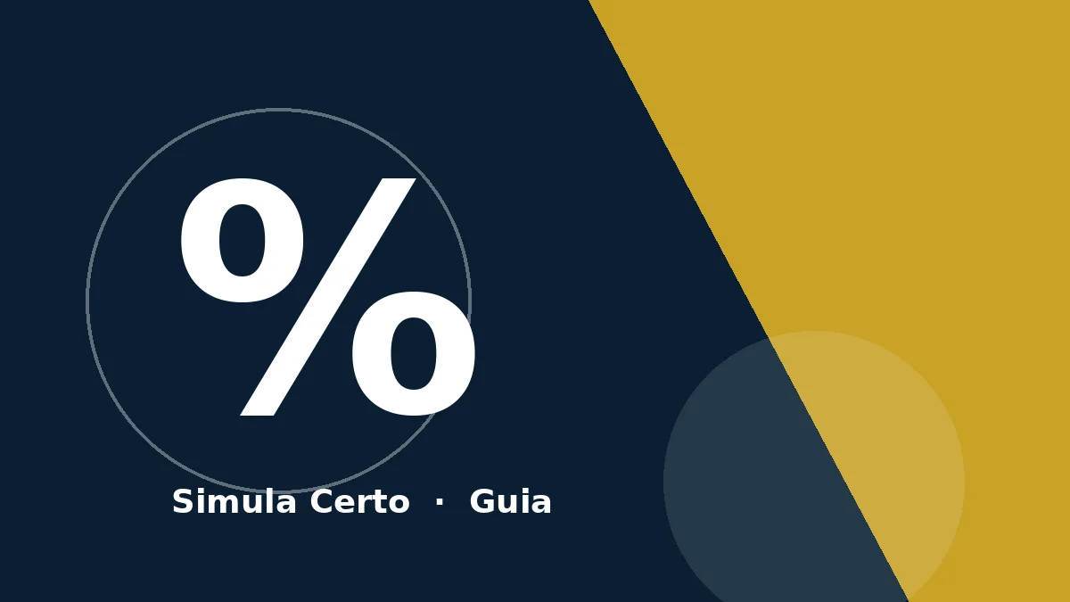 Ilustração temática do Guia do IRS 2026, com o símbolo de percentagem sobre fundo azul-marinho e dourado