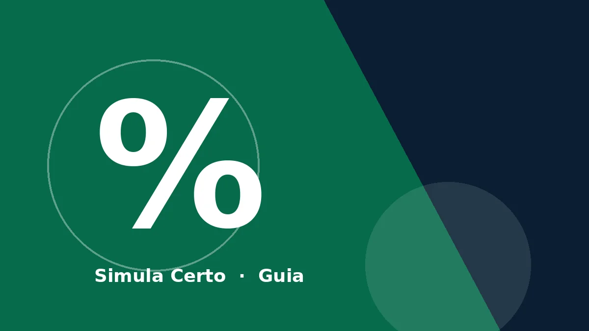 Ilustração temática do Guia do IVA, com o símbolo de percentagem sobre fundo verde e azul-marinho