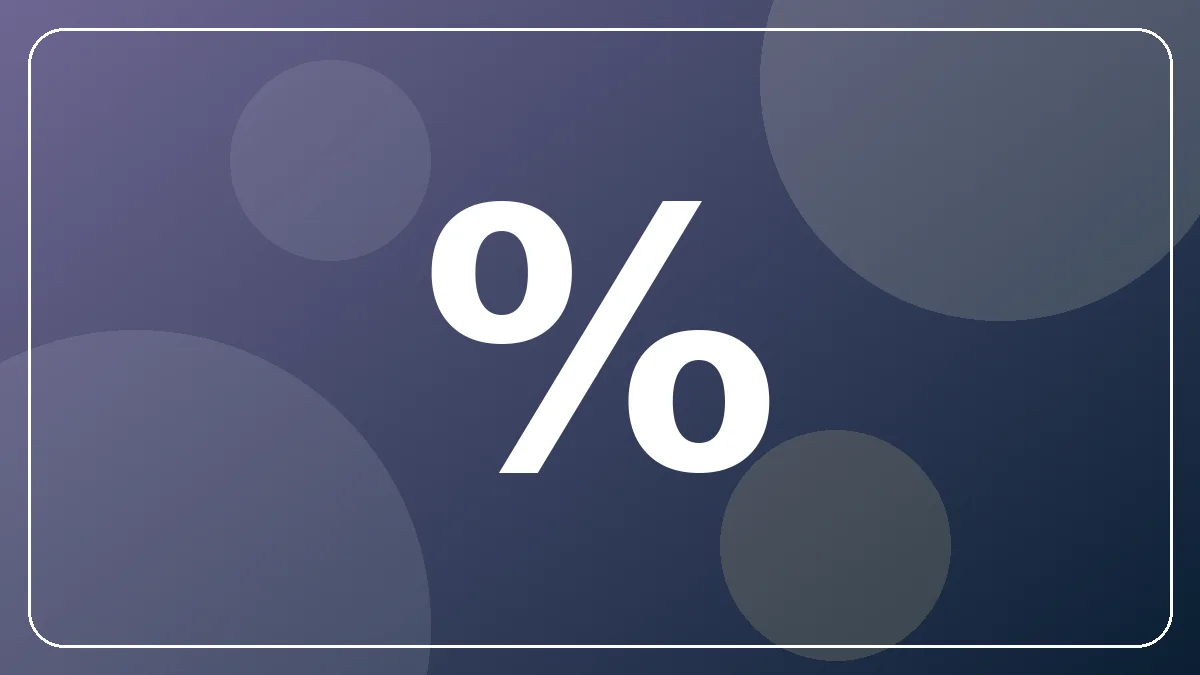 Ilustração temática do simulador de rendimento passivo, com símbolo de percentagem sobre fundo roxo